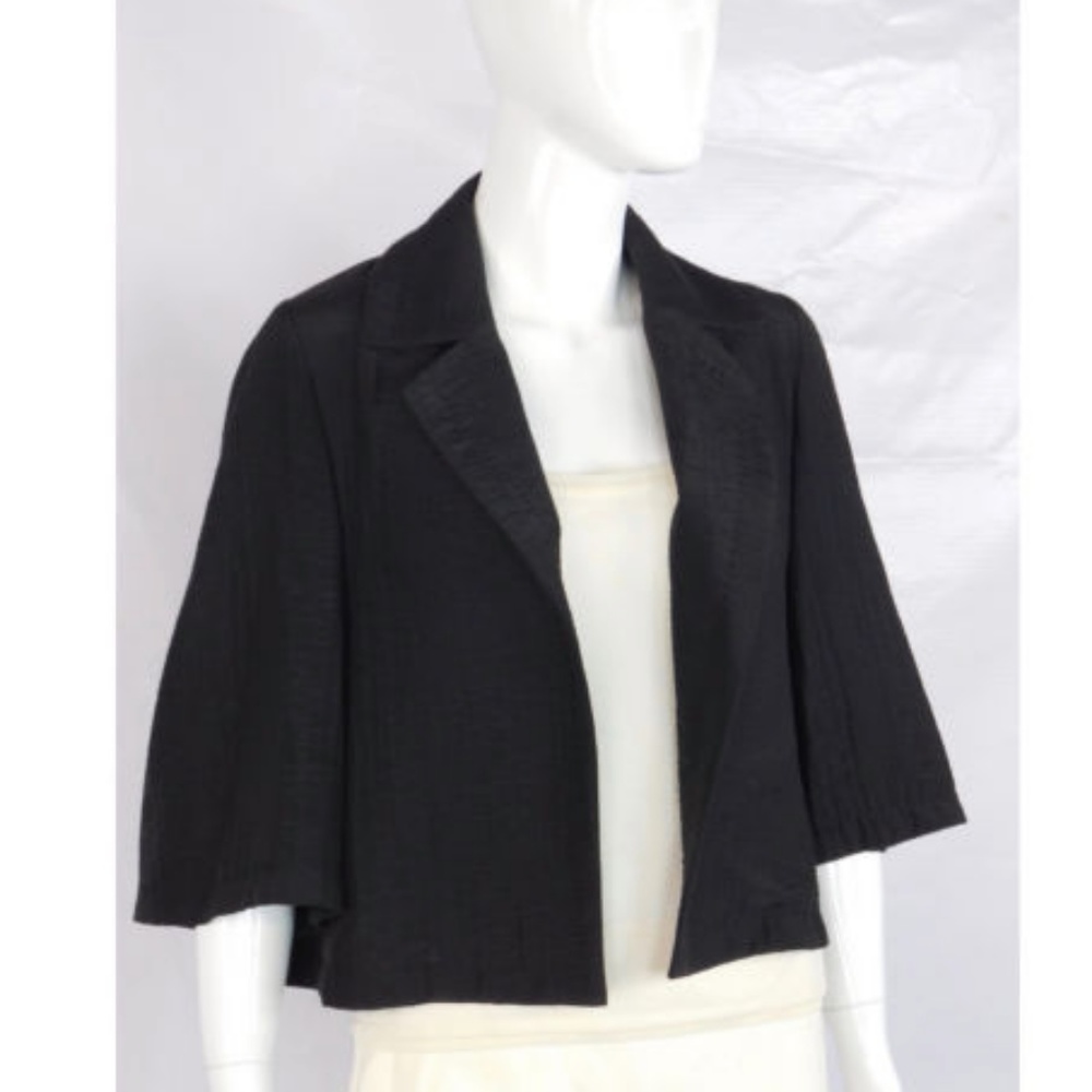 Escada Black Open Front Cropped Draped Jacket